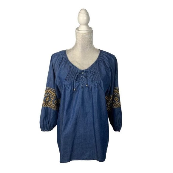 Haut femme en tissu et pierre XS manches longues épaule
